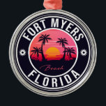 Ornamento De Metal Fort Myers Beach Retro - Florida Souvenirs<br><div class="desc">Fort Myers Design de praia. Design sunset com sua praia e mar favoritos na Flórida,  adequado para amantes de praia nos EUA especialmente que amam Fort Myers Beach.</div>