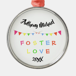 Ornamento De Metal Foster Love - Banners Custom Name - Date