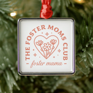 Ornamento De Metal Foster Mãe Adoção Mama Folha Estética floral