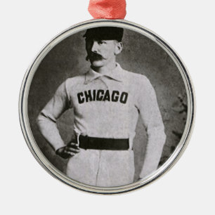 Ornamento De Metal Foto Antiga, Jogador de Beisebol de Chicago