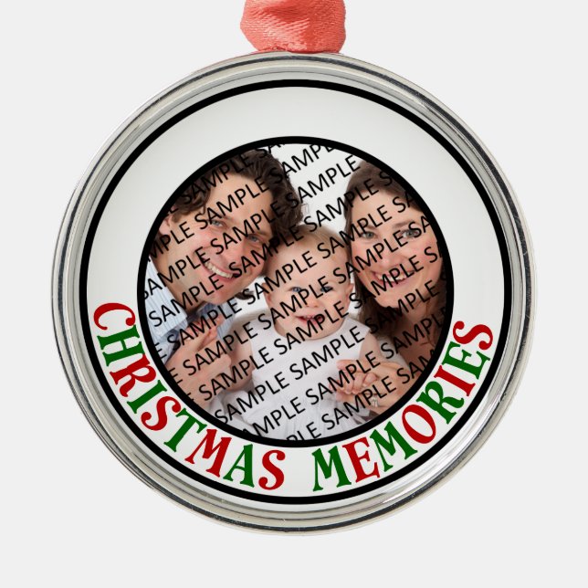 Ornamento De Metal Foto comemorativa das memórias do Natal (Frente)