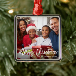 Ornamento De Metal Foto da Família Feliz de Natal na Estrela de Pince
