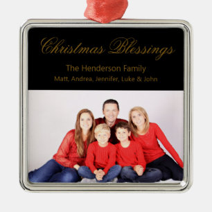 Ornamento De Metal Foto da família personalizada de bençãos de Nat