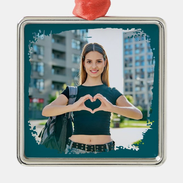 Ornamento De Metal Foto de Borda Grunge Moderna (Frente)