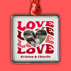 Ornamento De Metal Foto de Casal Personalizada Amor