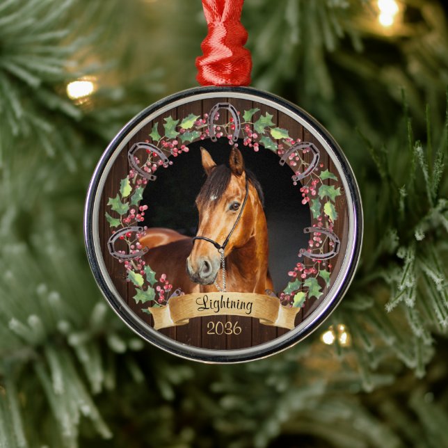 Ornamento De Metal Foto de Cavalo de Natal Russo Personalizada (Árvore)