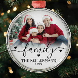 Ornamento De Metal Foto de Família Personalizada com Sobreposição Mod