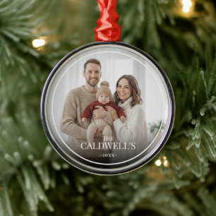 Ornamento De Metal Foto de Família Personalizada Moderna com Sobrepos