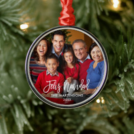 Ornamento De Metal Foto de Feliz Navidad do Script Brush
