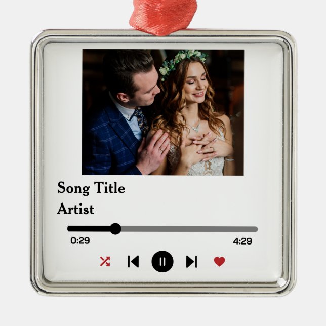 Ornamento De Metal Foto De Música Personalizada Para O Casal (Frente)