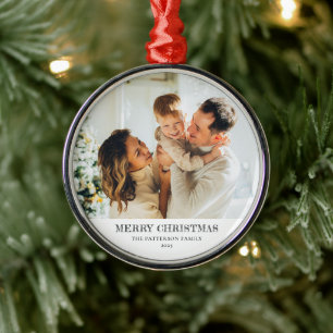 Ornamento De Metal Foto de Natal da Família Moderna