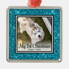 Ornamento De Metal Foto de Natal do Cachorrinho