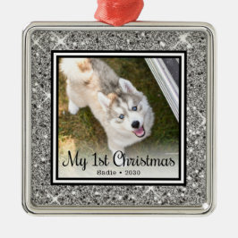 Ornamento De Metal Foto de Natal do Cachorrinho