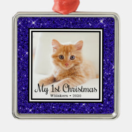 Ornamento De Metal Foto de Natal do Gatinho de 1 ano