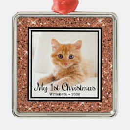 Ornamento De Metal Foto de Natal do Gatinho de 1 ano