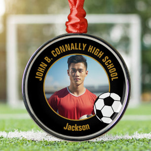 Ornamento De Metal Foto de Natal Personalizada de Jogador de Futebol