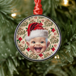 Ornamento De Metal Foto de Natal Personalizada do Primeiro Bebê do Pa