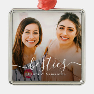 Ornamento De Metal Foto de Nomes de Besties Personalizados