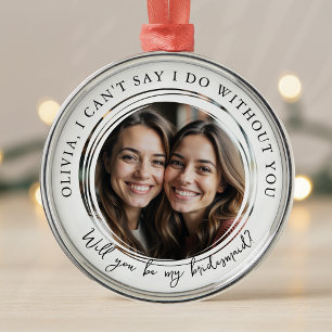 Ornamento De Metal Foto de Proposta de Bridesmaid Personalizada