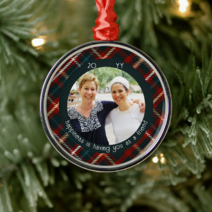 Ornamento De Metal Foto de Xadrez de Natal Felicidade é Você como Ami