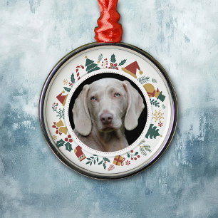 Ornamento De Metal Foto DIY na Borda de Imagens de Natal Pet
