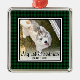 Ornamento De Metal Foto do 1º Natal do cachorrinho