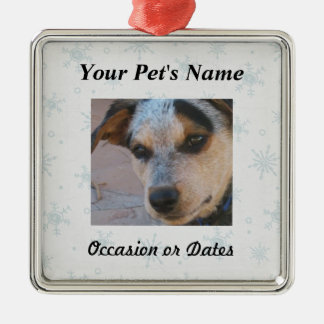 Ornamento De Metal Foto do animal de estimação com fundo da neve do