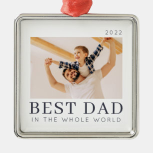 Ornamento De Metal Foto do Melhor Pai Personalizado Moderno para Chic