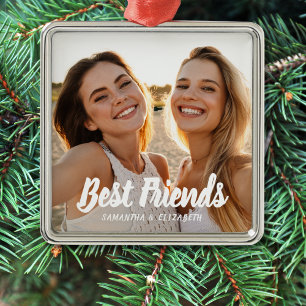 Ornamento De Metal Foto dos melhores amigos personalizados