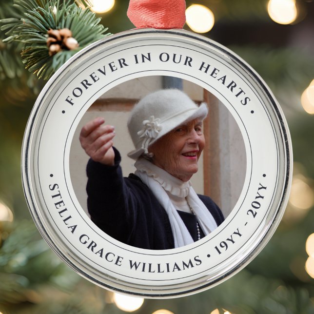 Ornamento De Metal Foto Memorial Tribute (Photo Memorial Ornament)