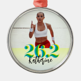 Ornamento De Metal Foto Personalizada 26.2 Maratona Verde