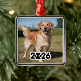 Ornamento De Metal Foto personalizada de 2026 Pet