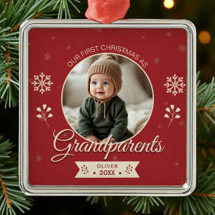 Ornamento De Metal Foto personalizada de Natal dos Avós