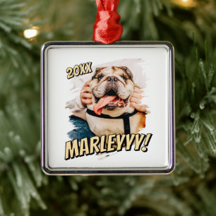 Ornamento De Metal Foto personalizada de Pet personalizada do Modern