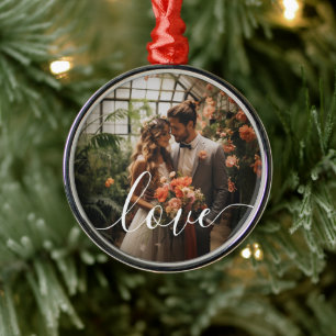 Ornamento De Metal Foto personalizada do casal 'Love'