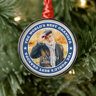 Ornamento De Metal Foto personalizada do melhor avô moderno estrela 