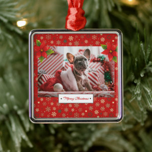 Ornamento De Metal Foto personalizada dos feriados do Natal