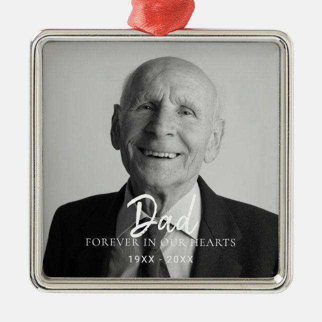 Ornamento De Metal Foto Personalizada Morte Memorial Personalizada (Frente)