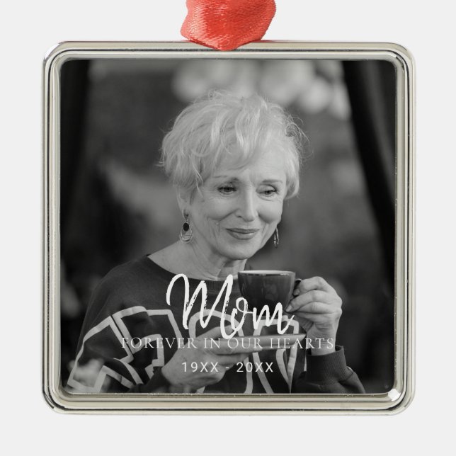 Ornamento De Metal Foto Personalizada Morte Memorial Personalizada (Frente)