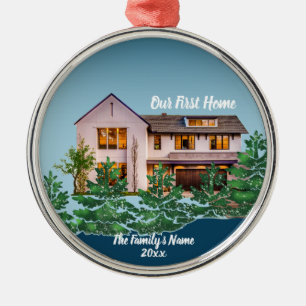 Ornamento De Metal Foto Personalizada Nosso Primeiro Natal Em Casa