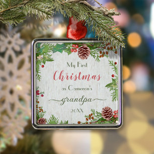 Ornamento De Metal Foto personalizada rustica Novo vovô 1 rua Natal