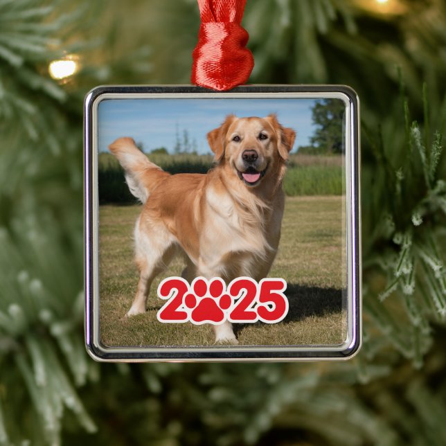 Ornamento De Metal Foto Pet Personalizada 2025 (Árvore)