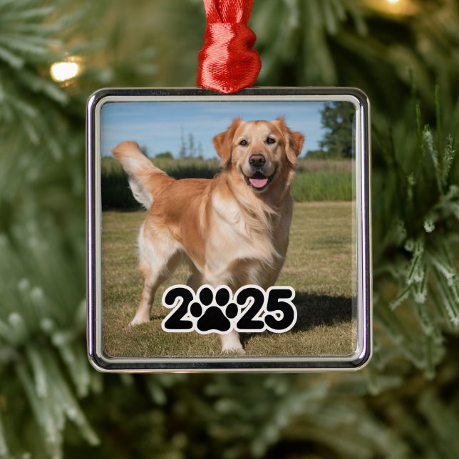 Ornamento De Metal Foto Pet Personalizada 2025 (Árvore)