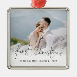 Ornamento De Metal Foto Primeiro Natal Sr. Nome Ano