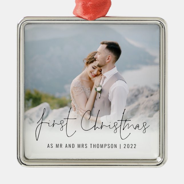 Ornamento De Metal Foto Primeiro Natal Sr. Nome Ano (Frente)