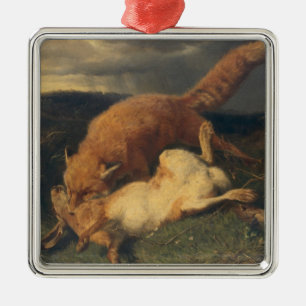 Ornamento De Metal Fox e lebre, 1866