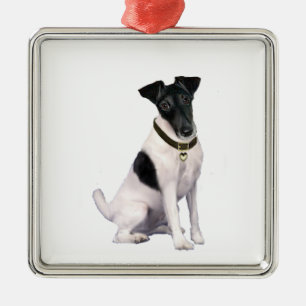 Ornamento De Metal Fox Terrier (A) - Suave - Branco-preto