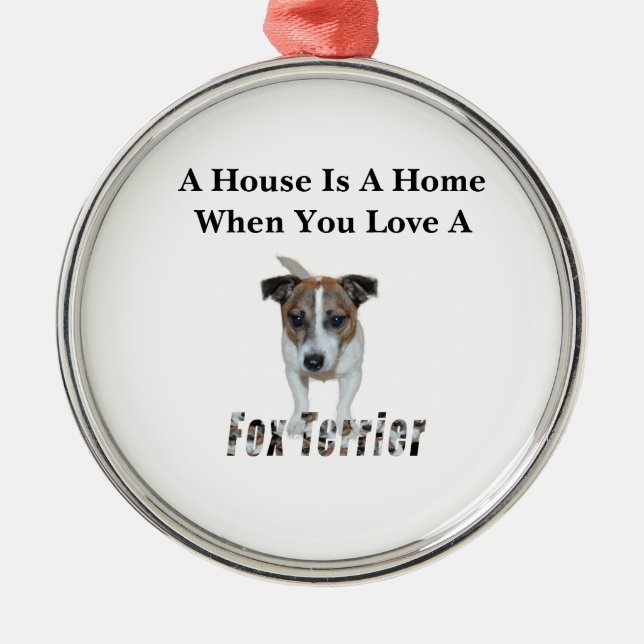 Ornamento De Metal Fox Terrier E Fox Terrier Love Logo (Frente)
