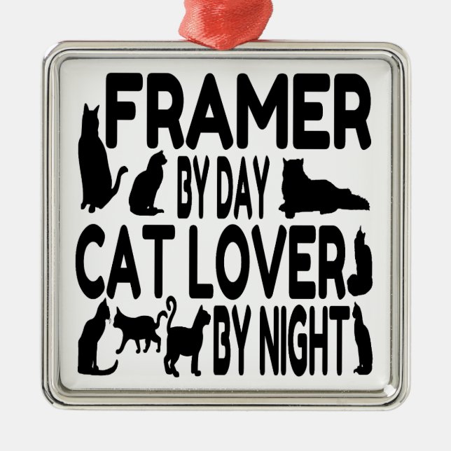 Ornamento De Metal Framer do Cat Lover (Frente)
