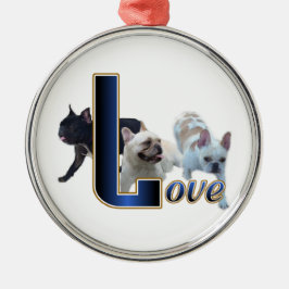 Ornamento De Metal Francês Buldogue Love
